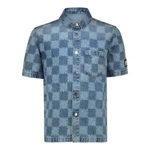 NICO MID BLUE PRINTED DENIM SHIRT