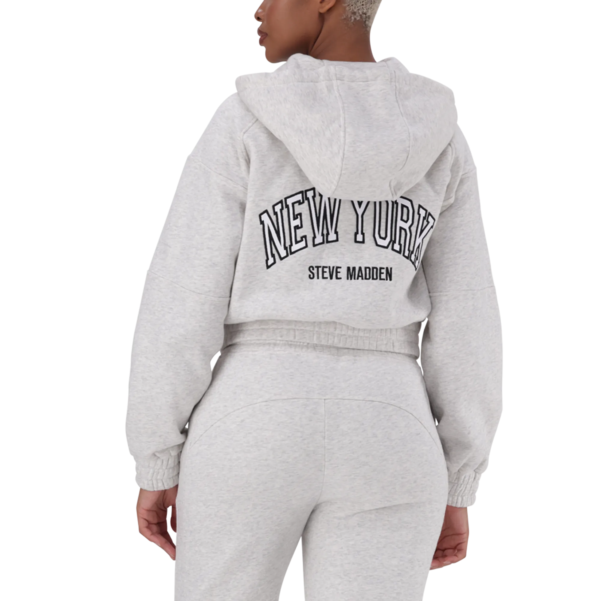 NOLA GREY MELANGE FLEECE HOODED SWEAT