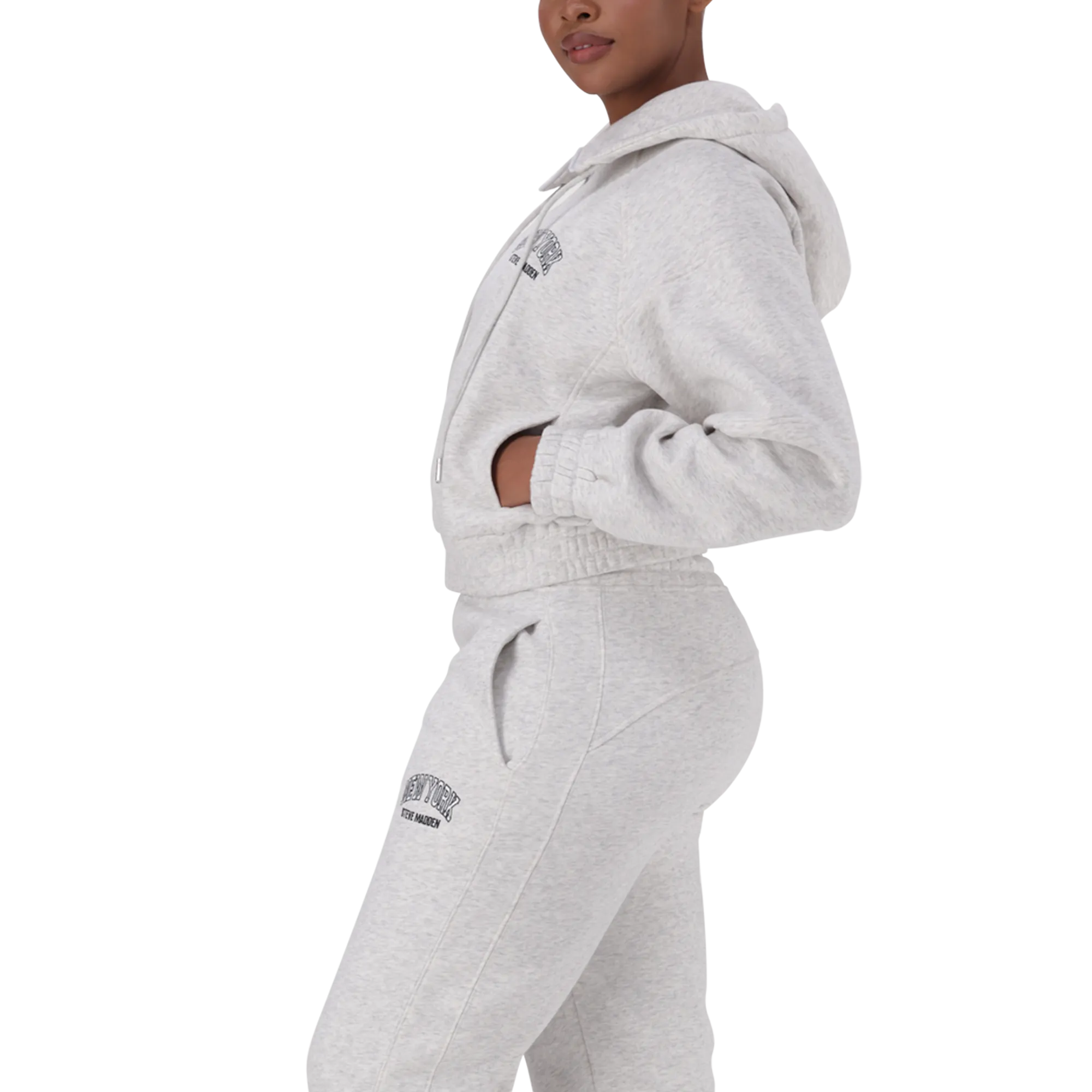 NOLA GREY MELANGE FLEECE HOODED SWEAT