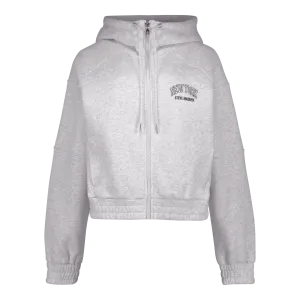 NOLA GREY MELANGE FLEECE HOODED SWEAT