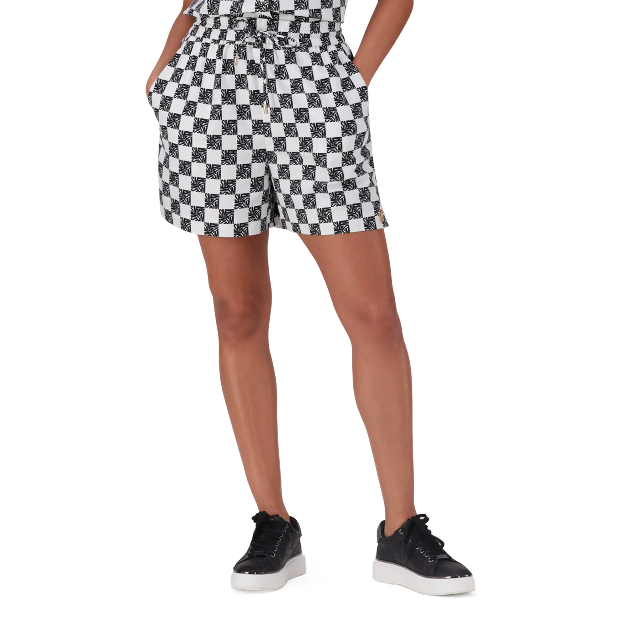 NOVA BLACK WHITE ALLOVER PRINTED SHORTS