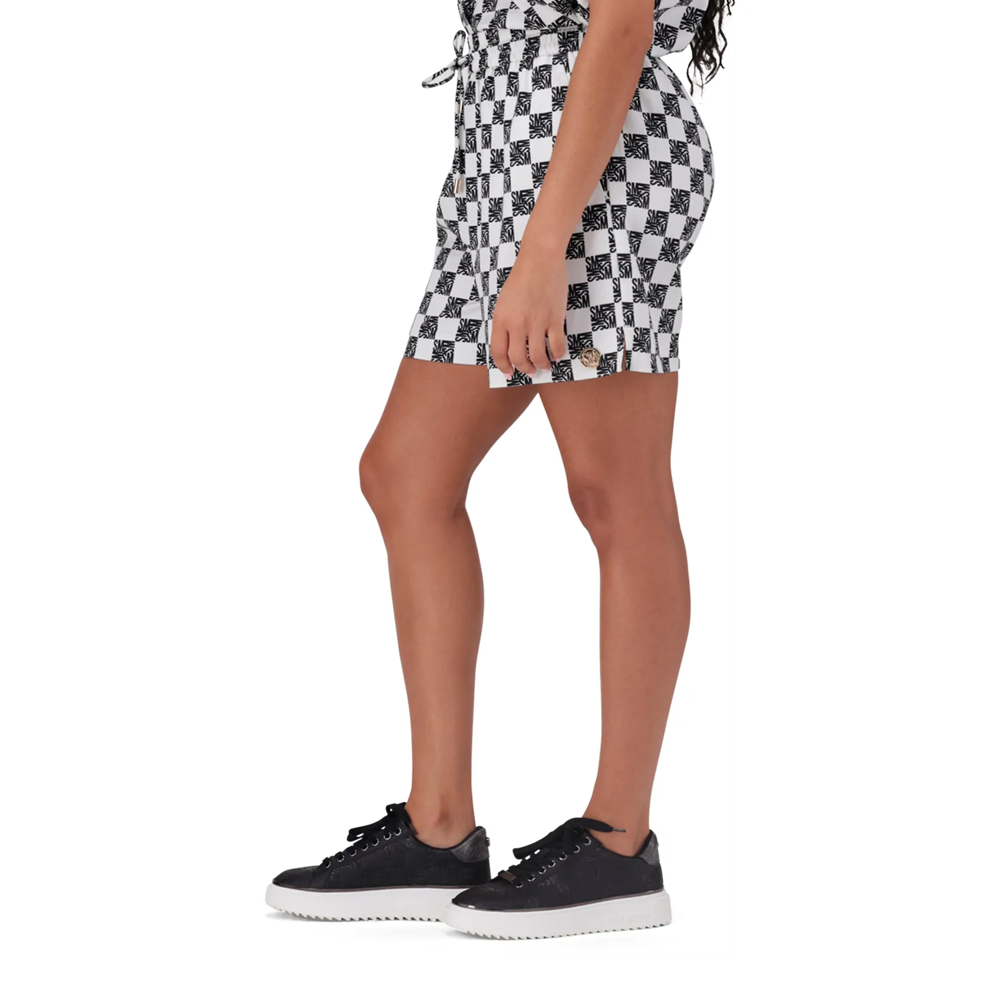NOVA BLACK WHITE ALLOVER PRINTED SHORTS