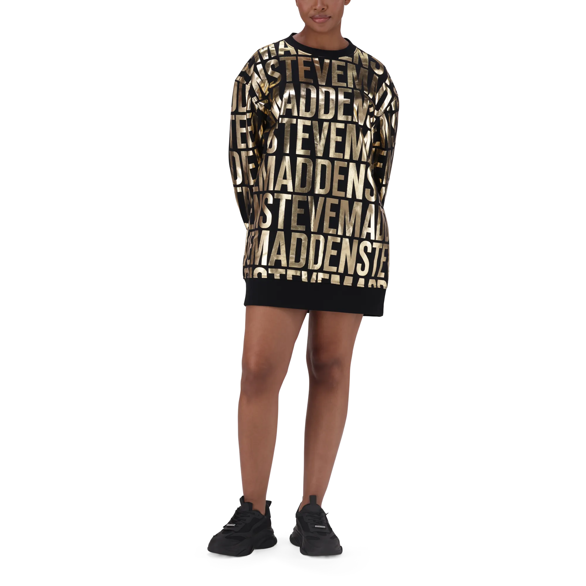 NTOMZ BLACK GOLD OVERISZED SWEAT DRESS