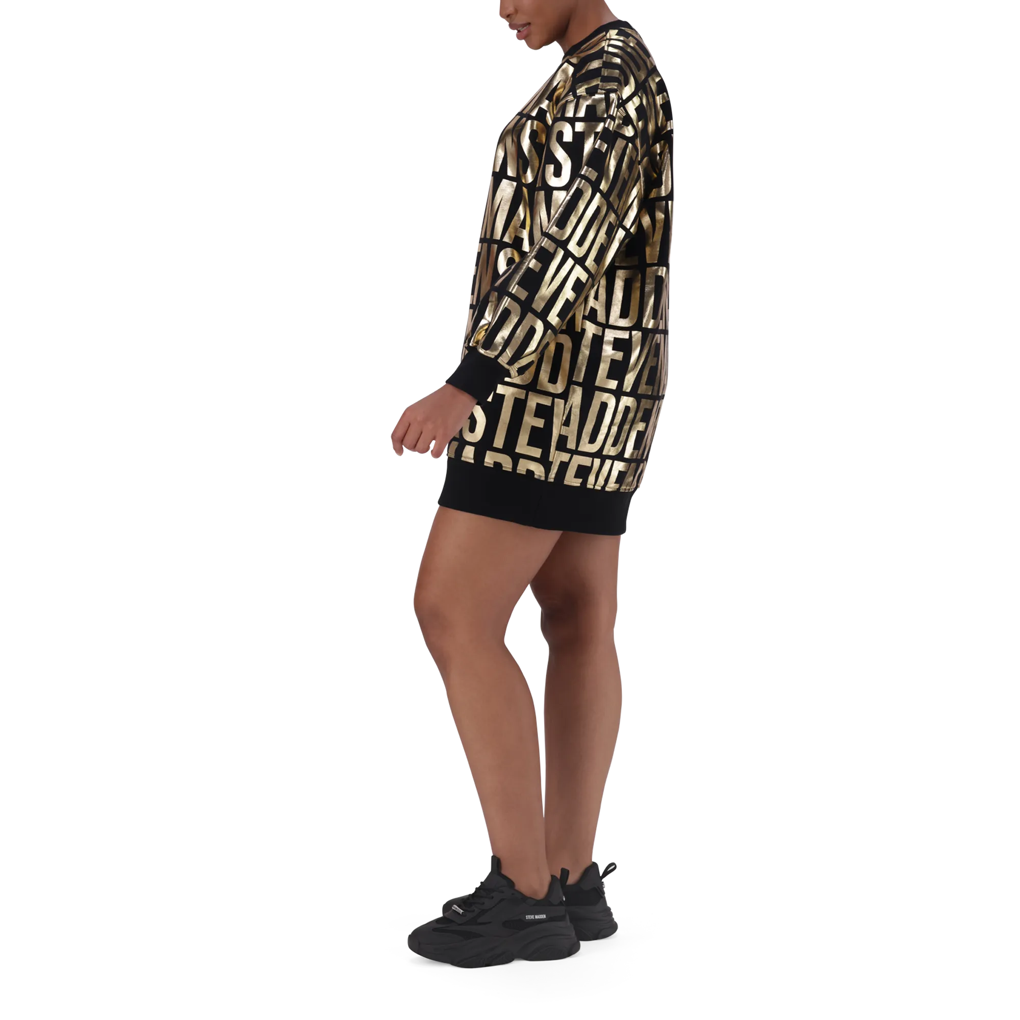 NTOMZ BLACK GOLD OVERISZED SWEAT DRESS