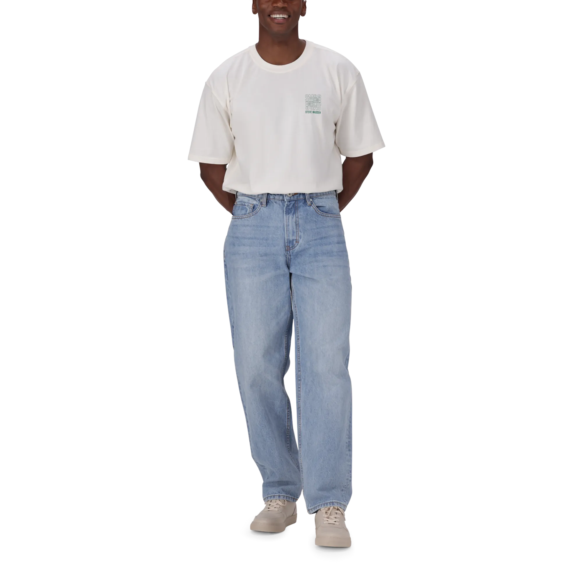 OSCAR MID BLUE STRAIGHT FIT MID WASH JEANS