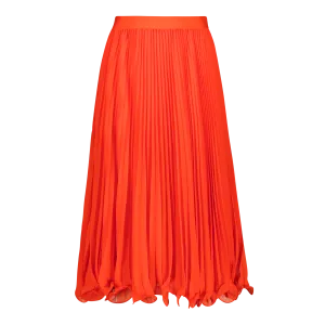 SIERRA TANGERINE PLEATED MIDI SKIRT
