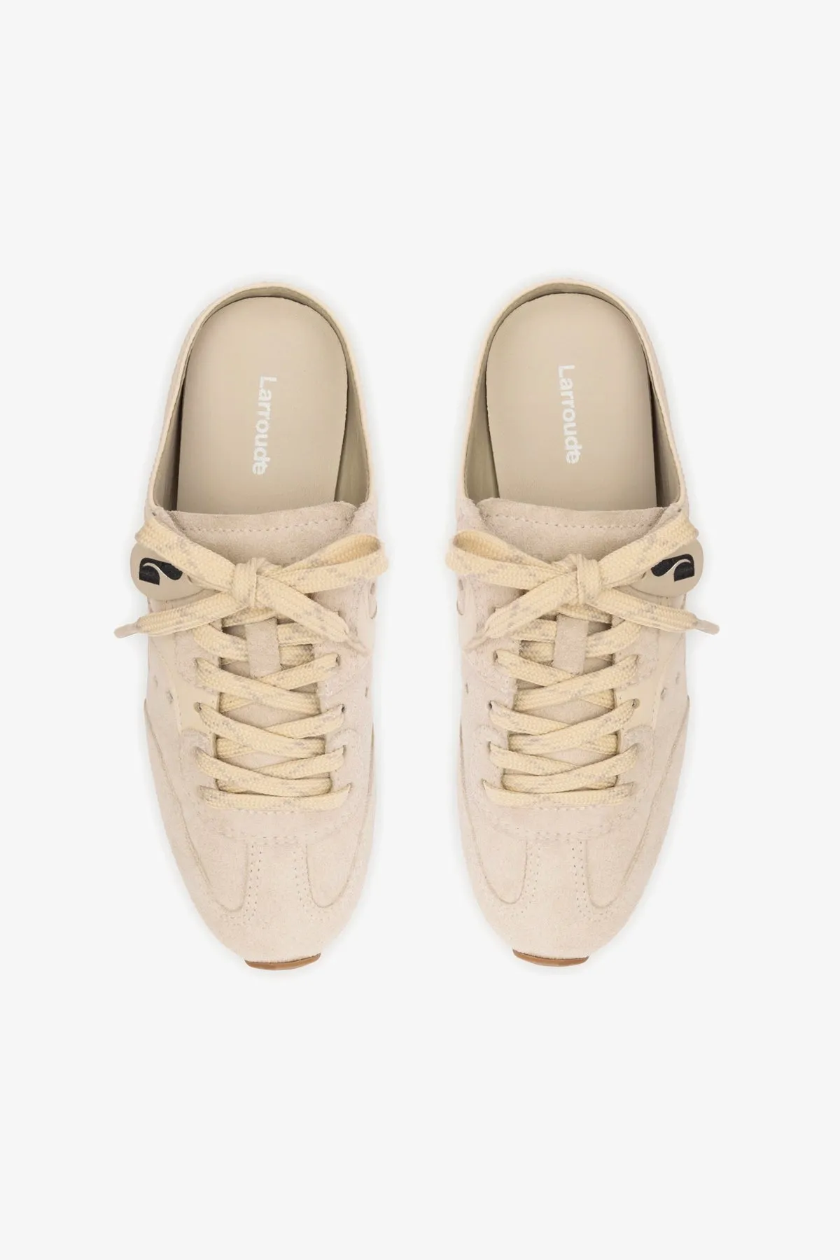 Stella Mule In Mushroom Grey Suede and Ivory Leather