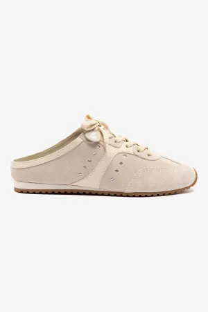 Stella Mule In Mushroom Grey Suede and Ivory Leather