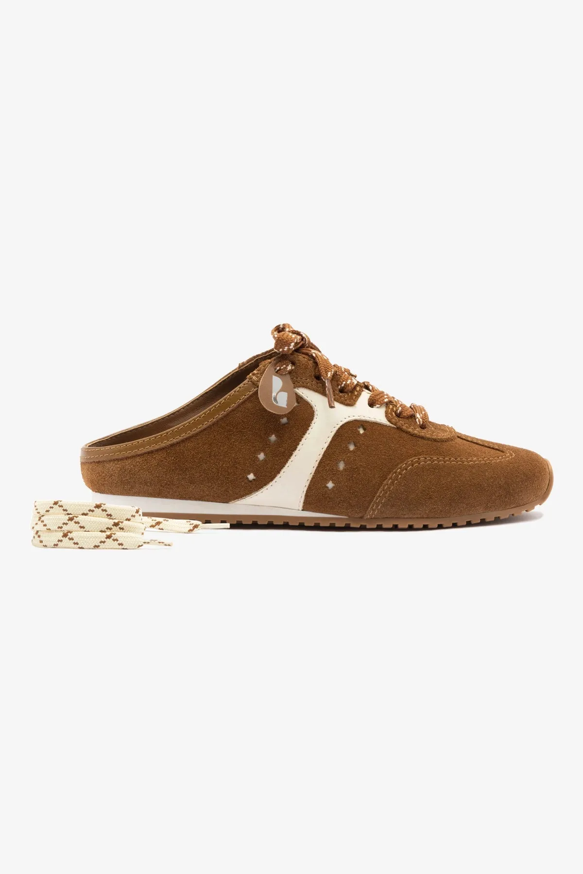 Stella Mule In Russet Suede and Ivory Leather