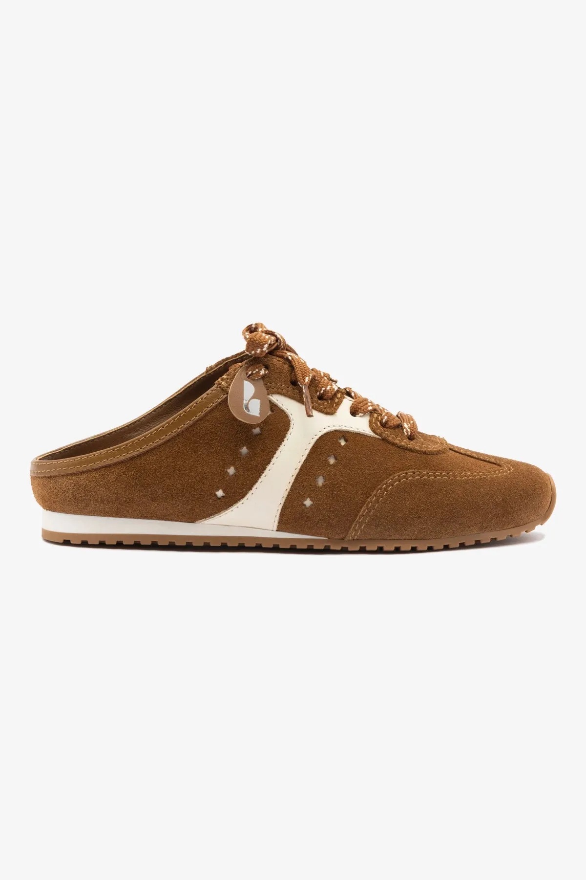 Stella Mule In Russet Suede and Ivory Leather