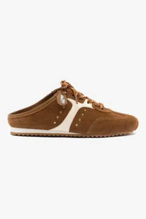 Stella Mule In Russet Suede and Ivory Leather
