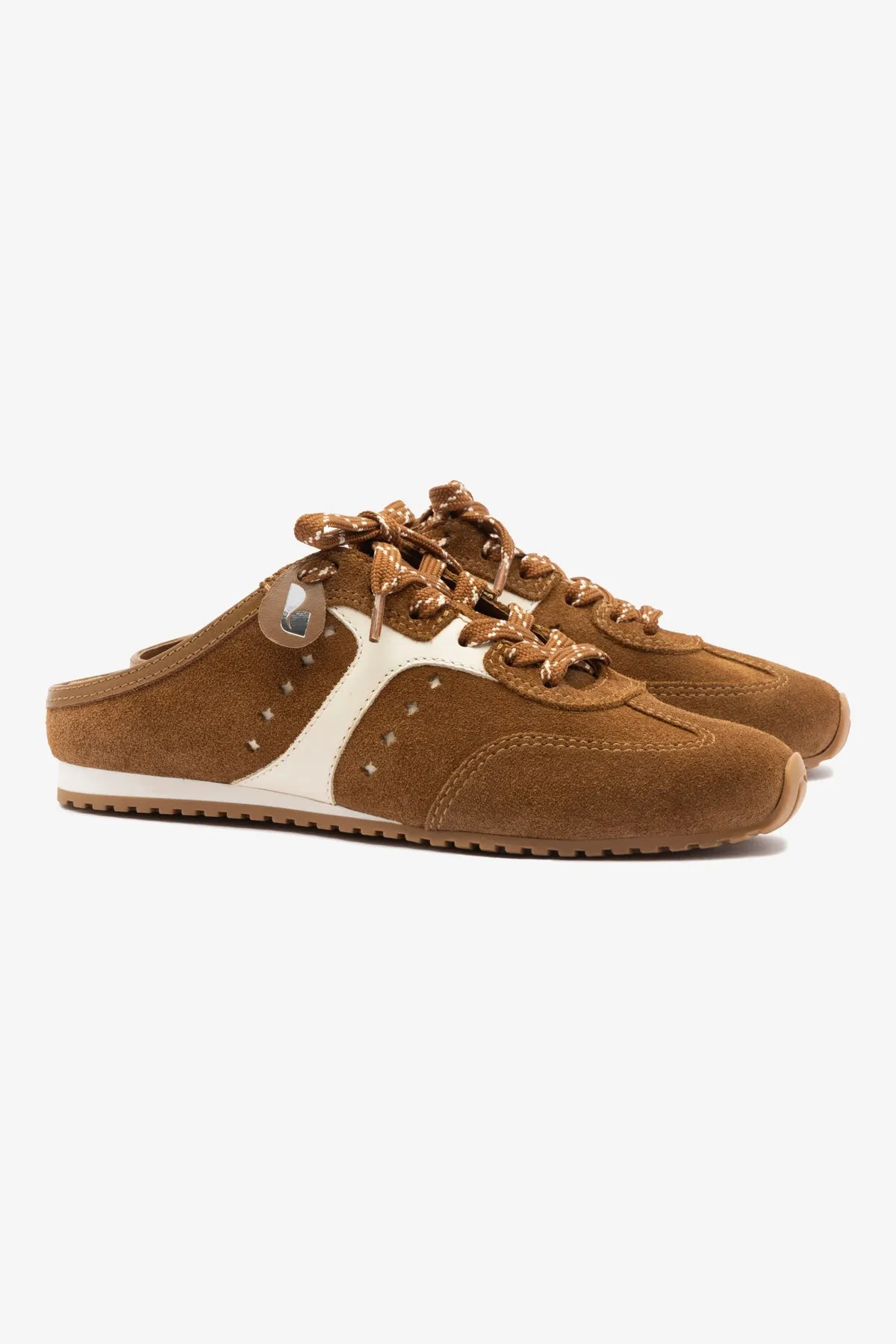 Stella Mule In Russet Suede and Ivory Leather