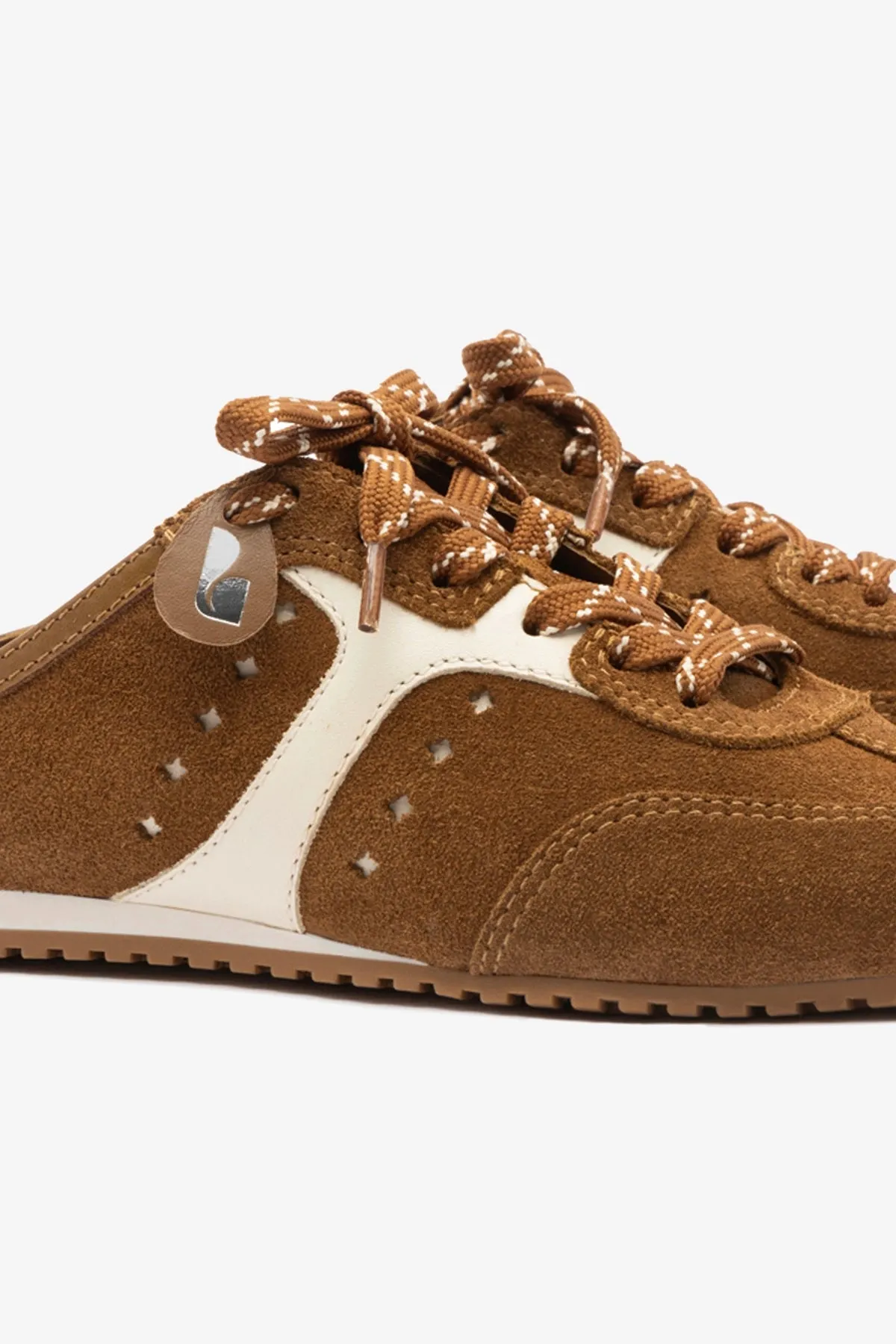 Stella Mule In Russet Suede and Ivory Leather