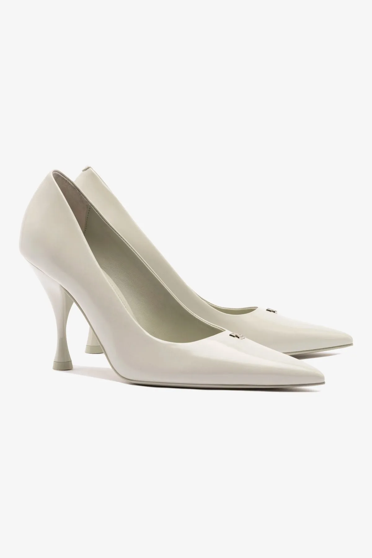 Stone Pump In Gray Box Leather