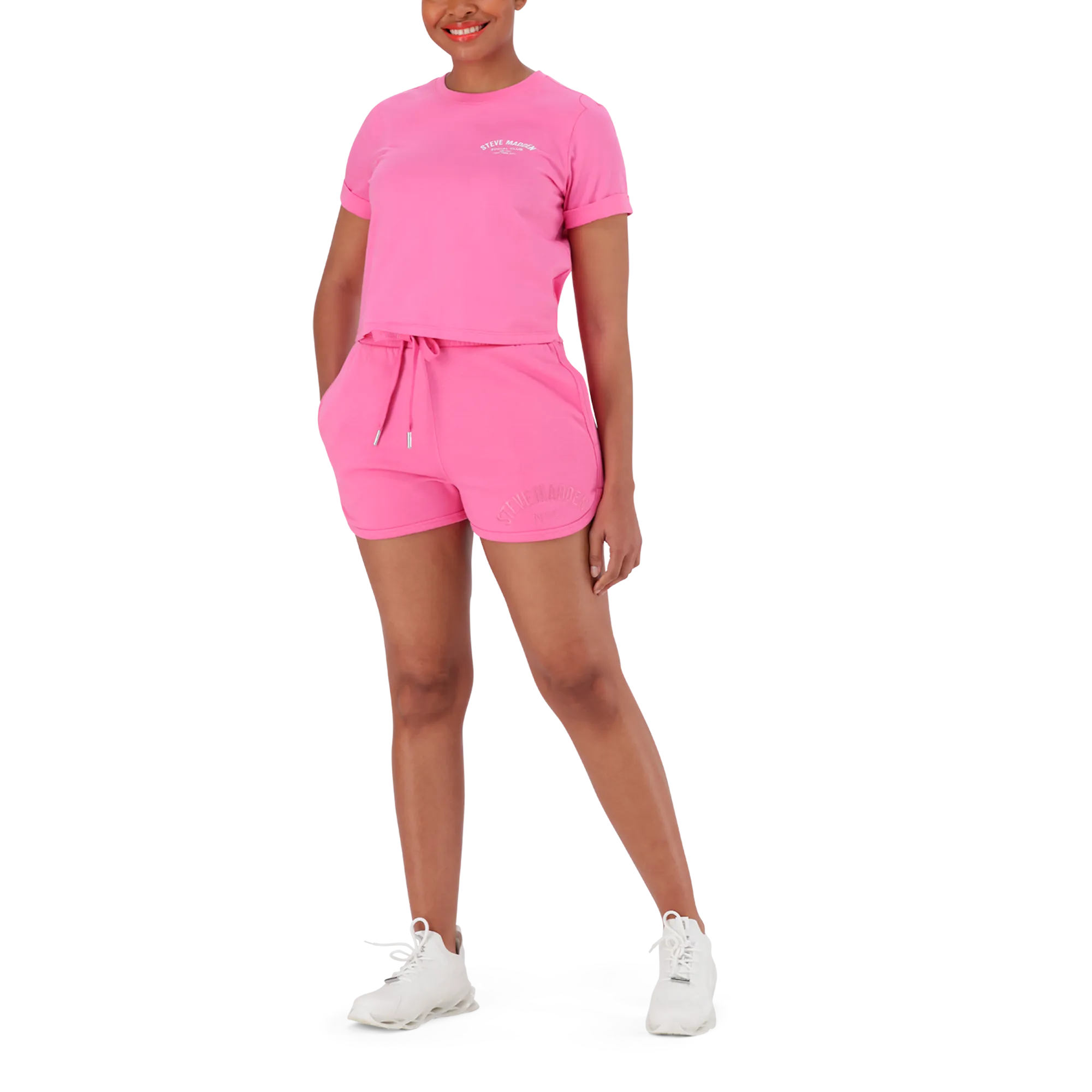 TAMSYN BRIGHT PINK JOGGER SHORTS