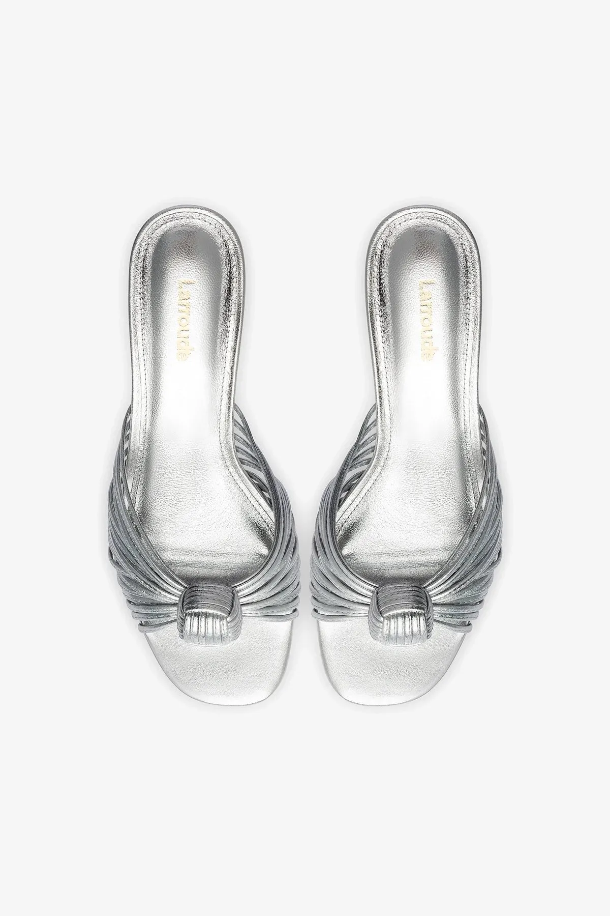 Valerie Mule In Silver Metallic Leather