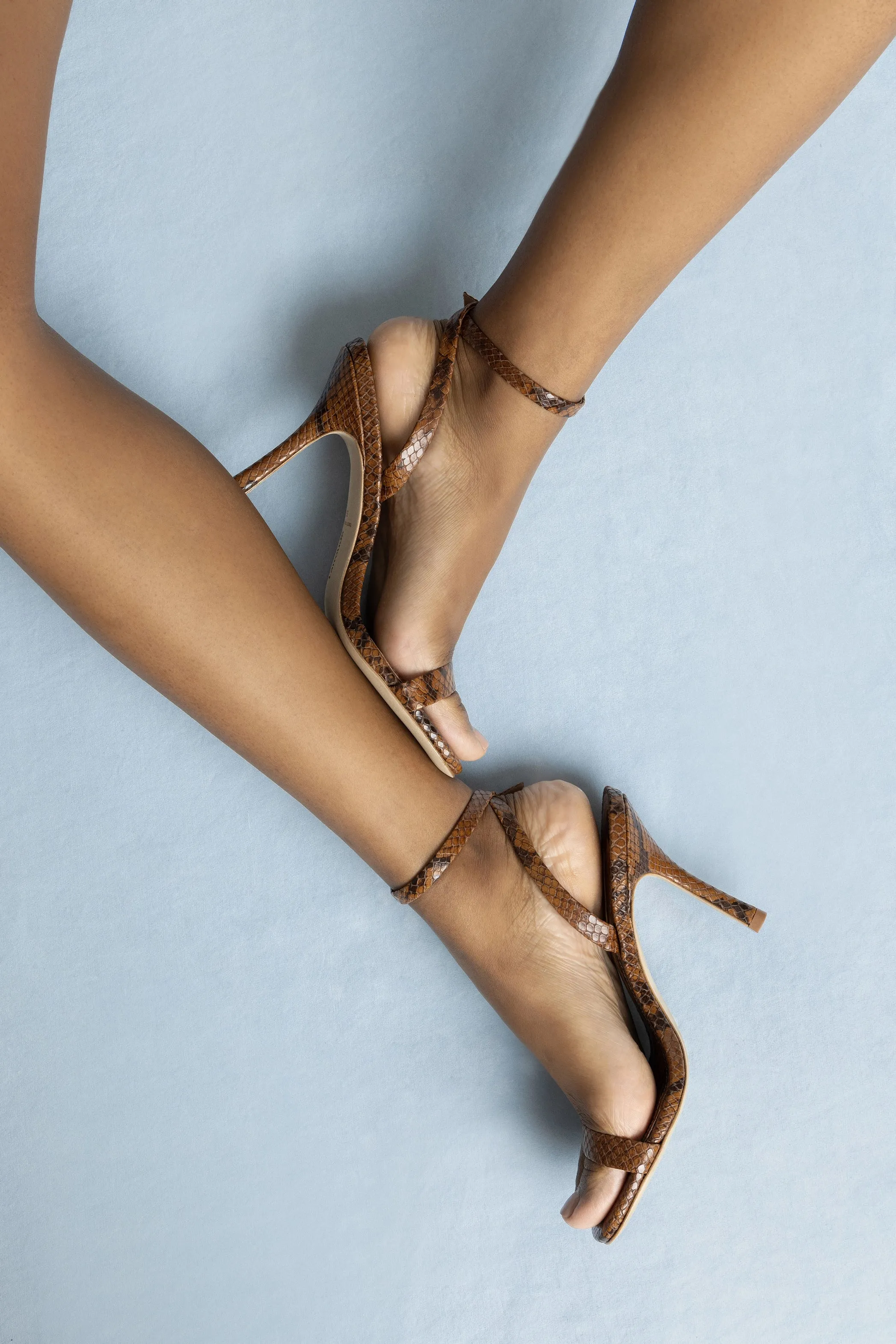 Veronina Sandal In Oud Python Embossed Leather