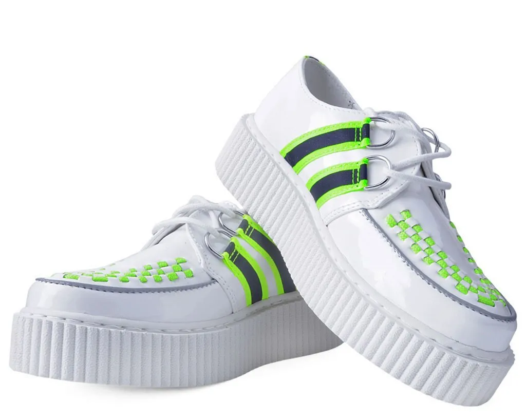 White Patent Reflective Stripe Casbah Creeper