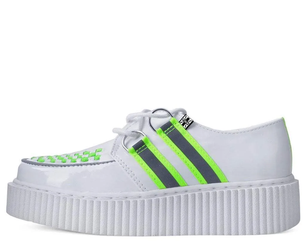 White Patent Reflective Stripe Casbah Creeper