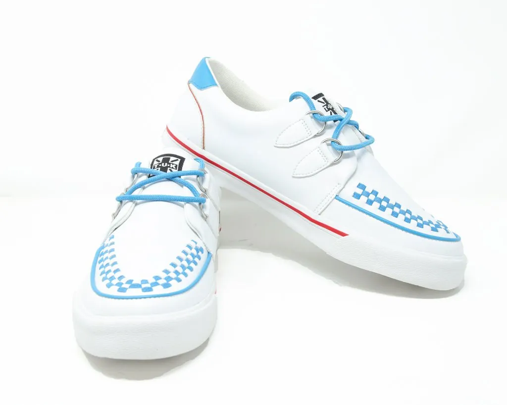 White TUKskin? Red & Blue Trim Interlace Sneaker