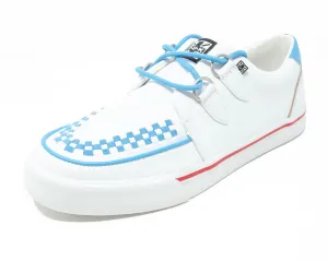White TUKskin? Red & Blue Trim Interlace Sneaker