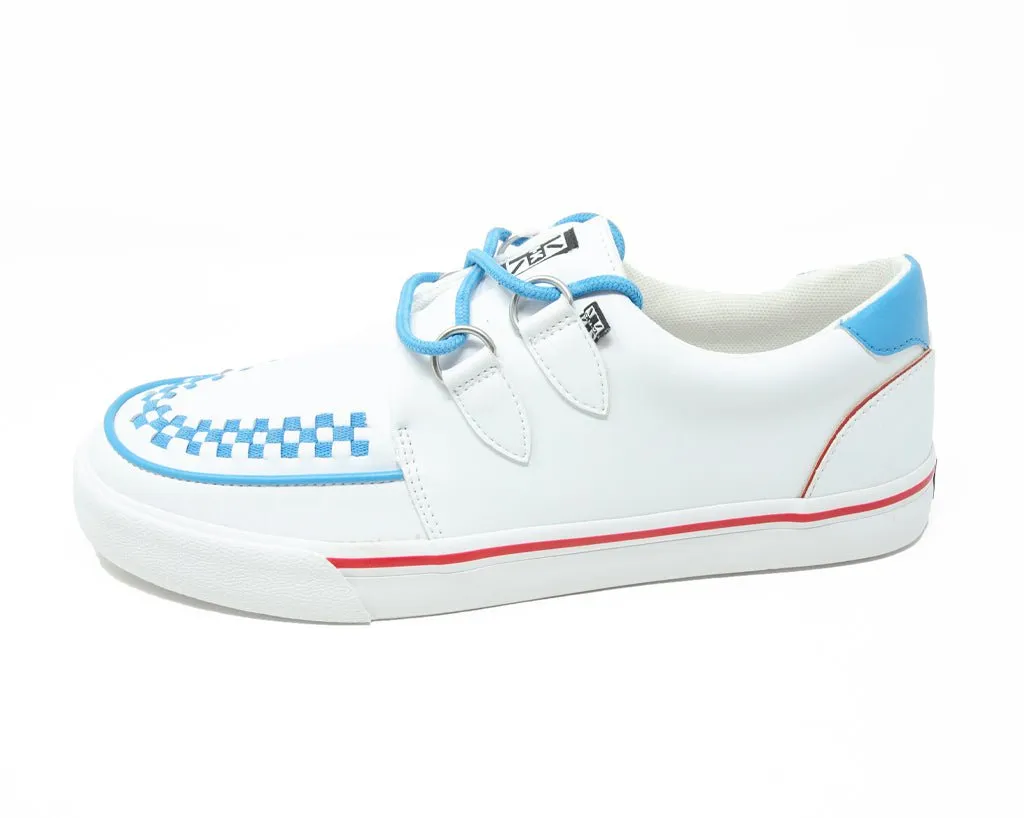 White TUKskin? Red & Blue Trim Interlace Sneaker