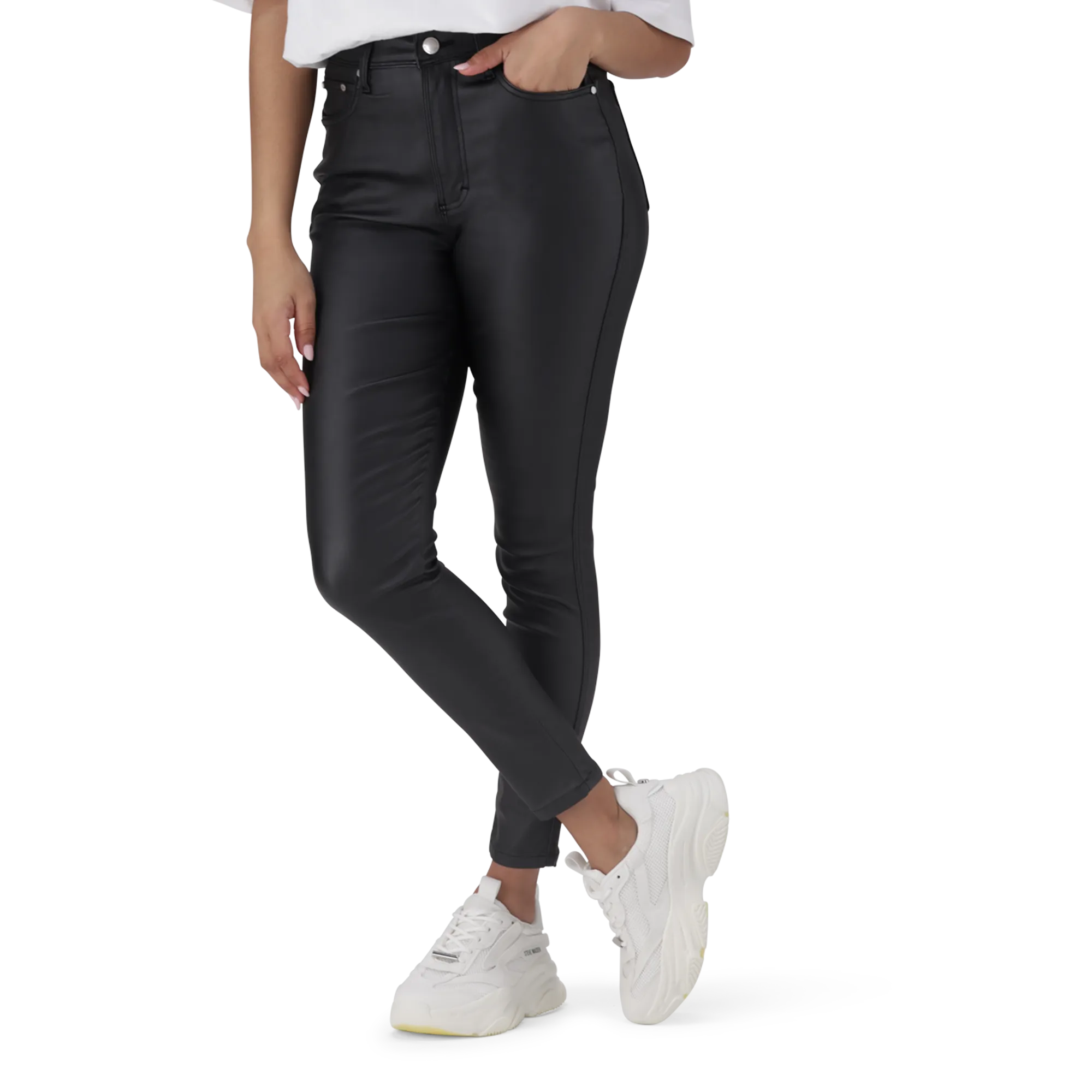 ZOE CONTOUR CURVY BLACK WET LOOK SKINNY