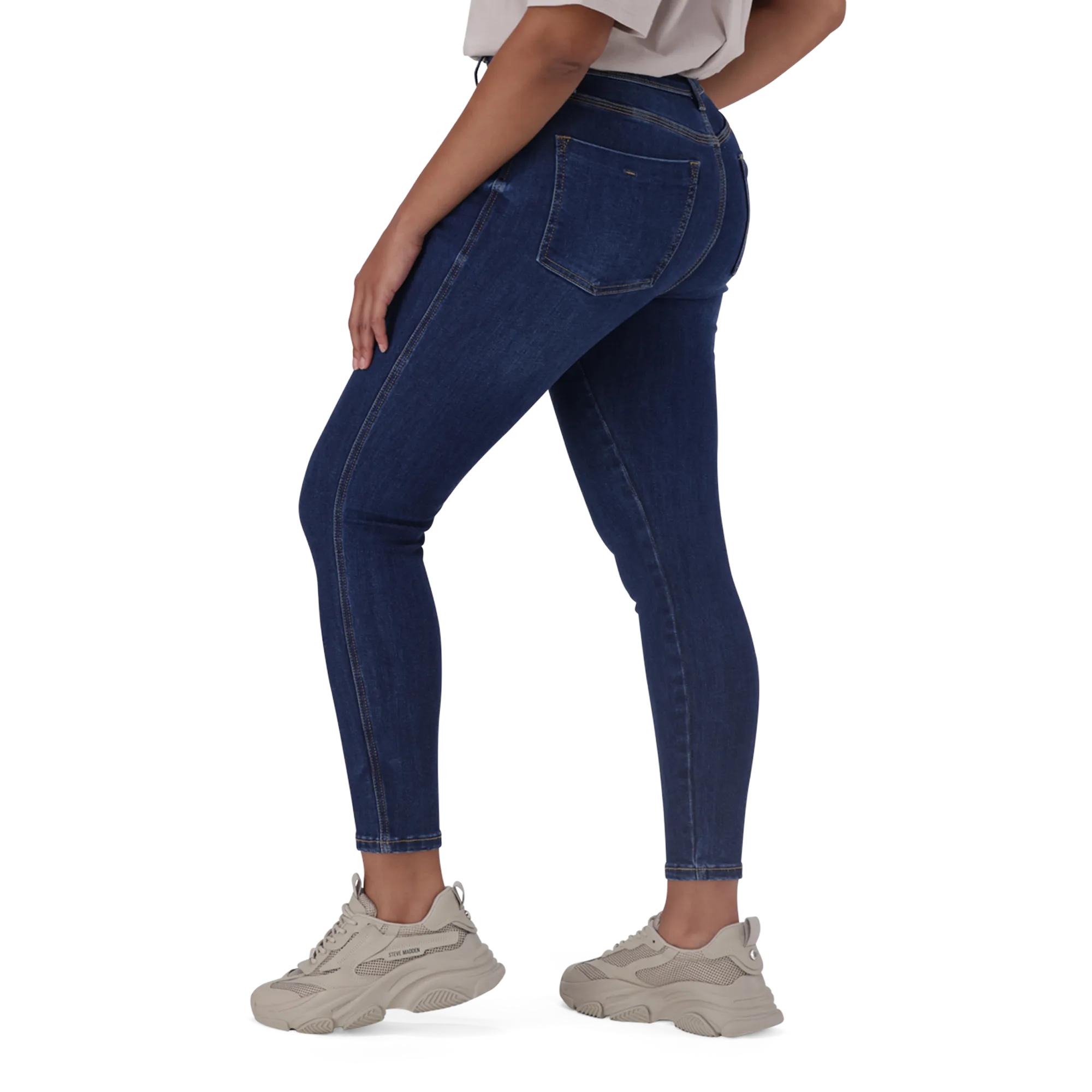 ZOE CONTOUR CURVY DARK WASH SKINNY WITH BUTTON FLY