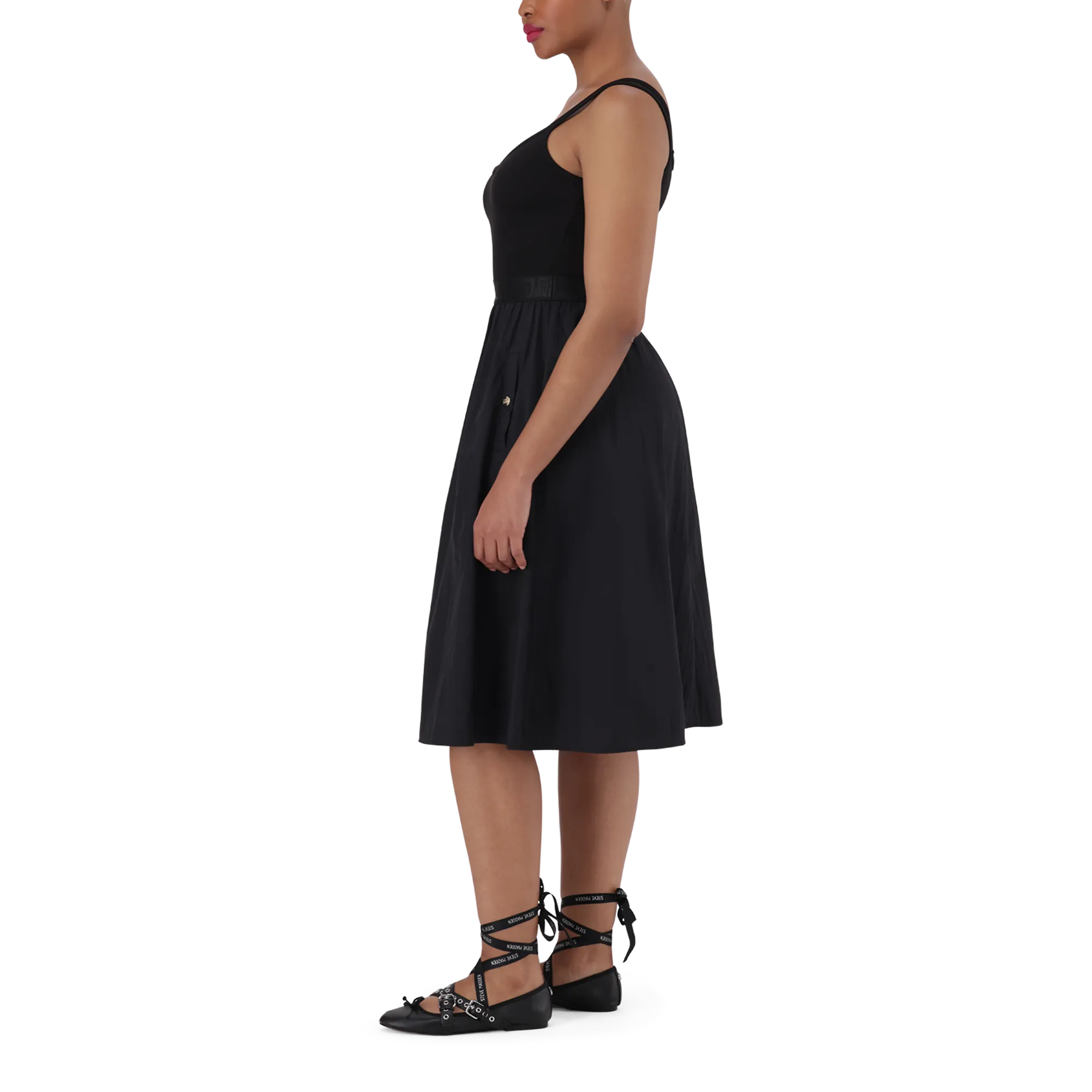 ZORA BLACK BALLERINA MIDI DRESS