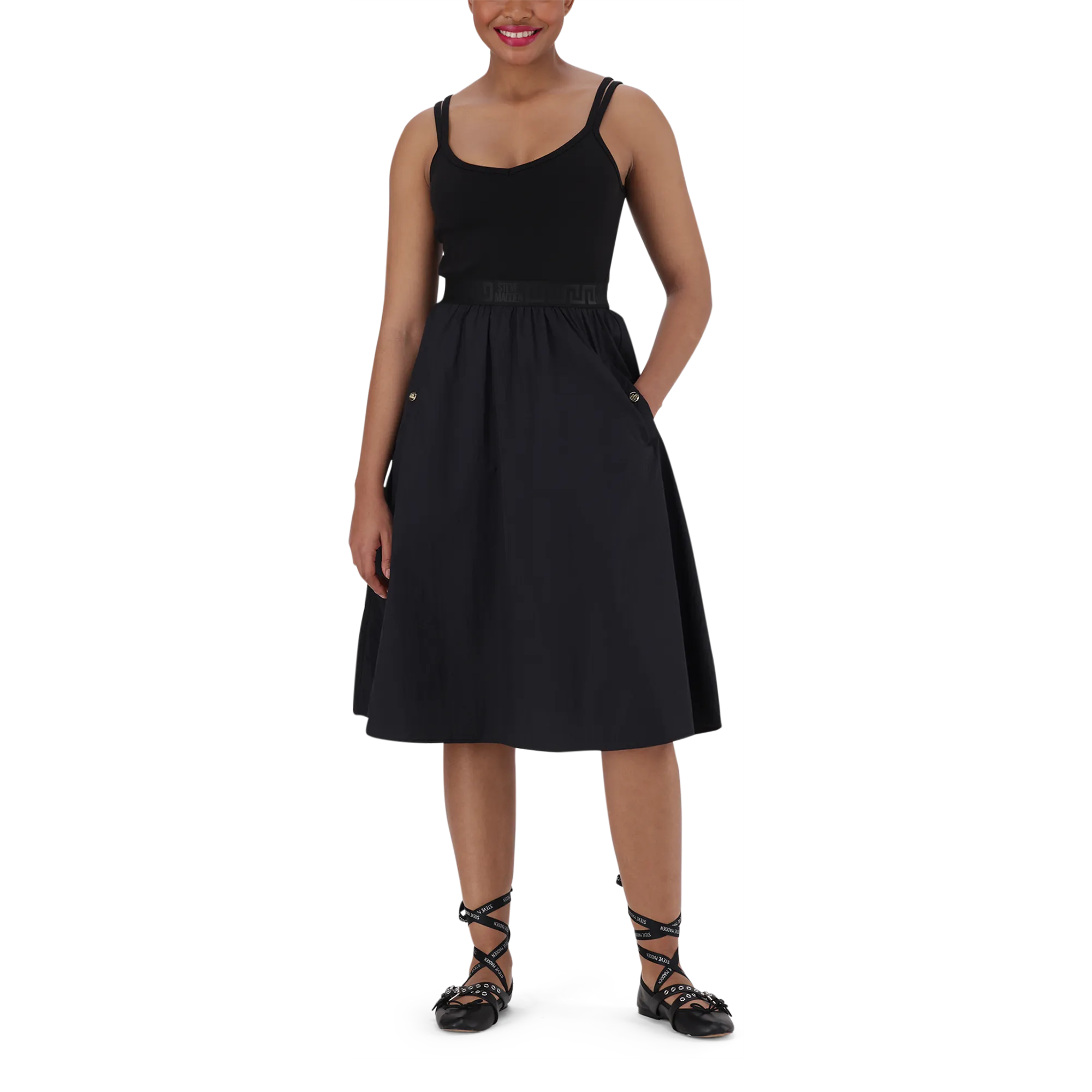 ZORA BLACK BALLERINA MIDI DRESS
